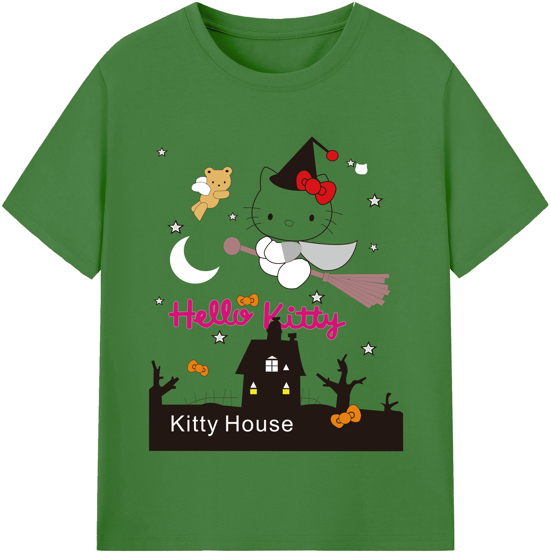 （画像用） Hello Kitty ハローキティ レディースカジュアルプリントTシャツ（綿100％）